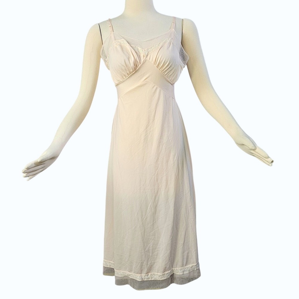 Vintage 1960's Slip Lingerie Dress Nightgown Pale Petal Pink Van Realty